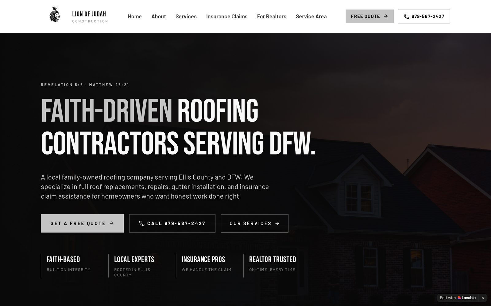 Lion of Judah Construction general construction & remodeling website homepage